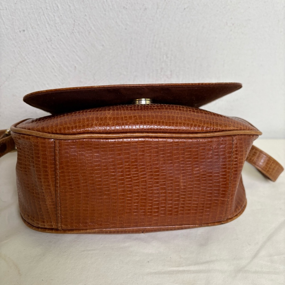 ETIENNE AIGNER vintage croc embossed cognac leather crossbody bag - Picture 7 of 16